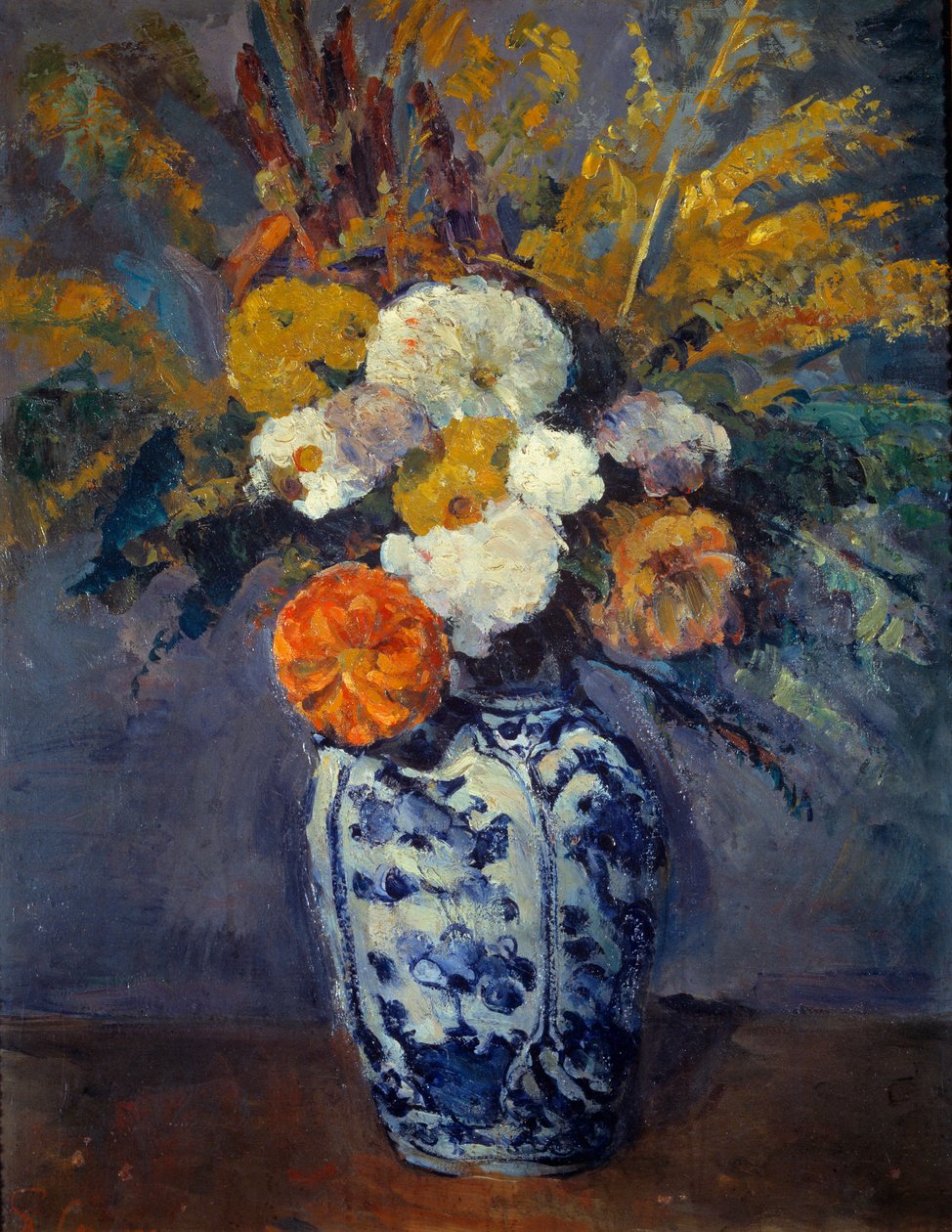 Bukett med georginer. Maleri av Paul Cezanne (1839-1906) av Paul Cézanne
