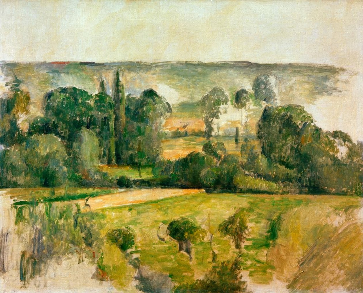 Landsbygd og åsside, nær Médan av Paul Cézanne
