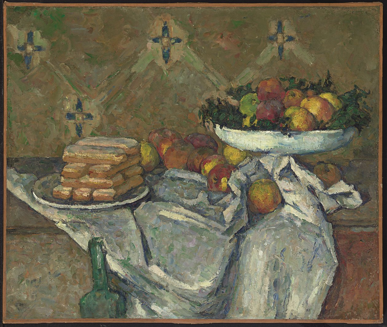 Fruktskål og tallerken med kjeks, ca. 1877 (olje på lerret) av Paul Cézanne