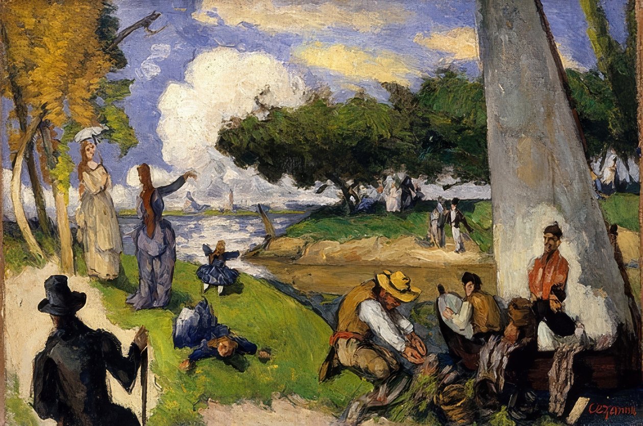 Die Fischer (fantastisk scene). I 1875 av Paul Cézanne