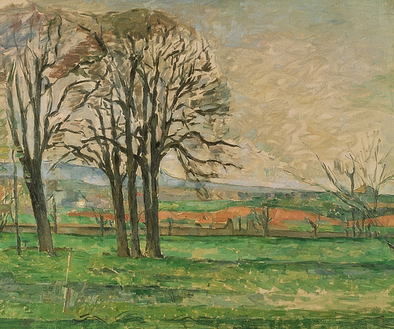 De nakne trærne ved Jas de Bouffan. 1885-86 av Paul Cézanne