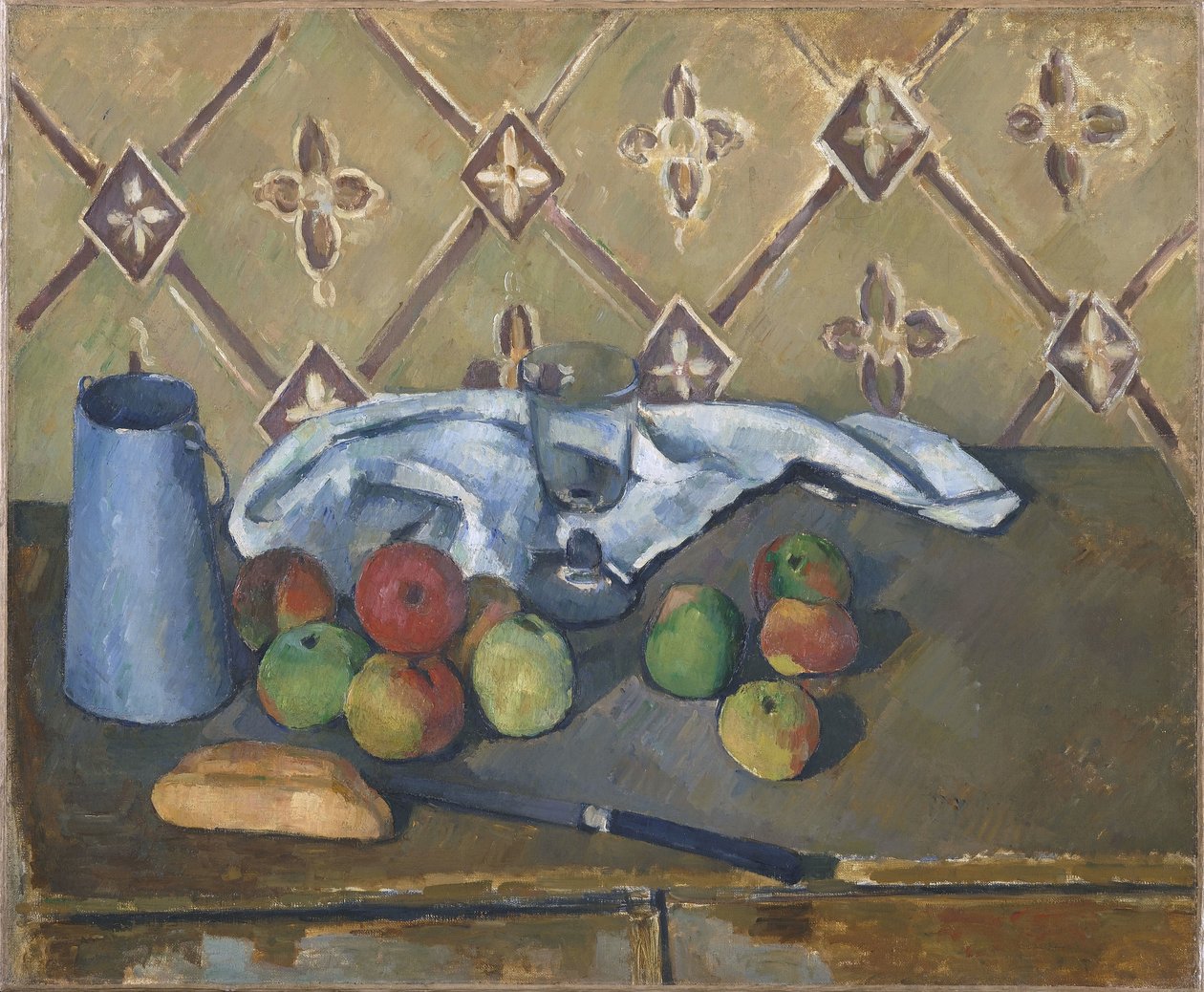 Frukt, Serviett og Melkekanne av Paul Cézanne
