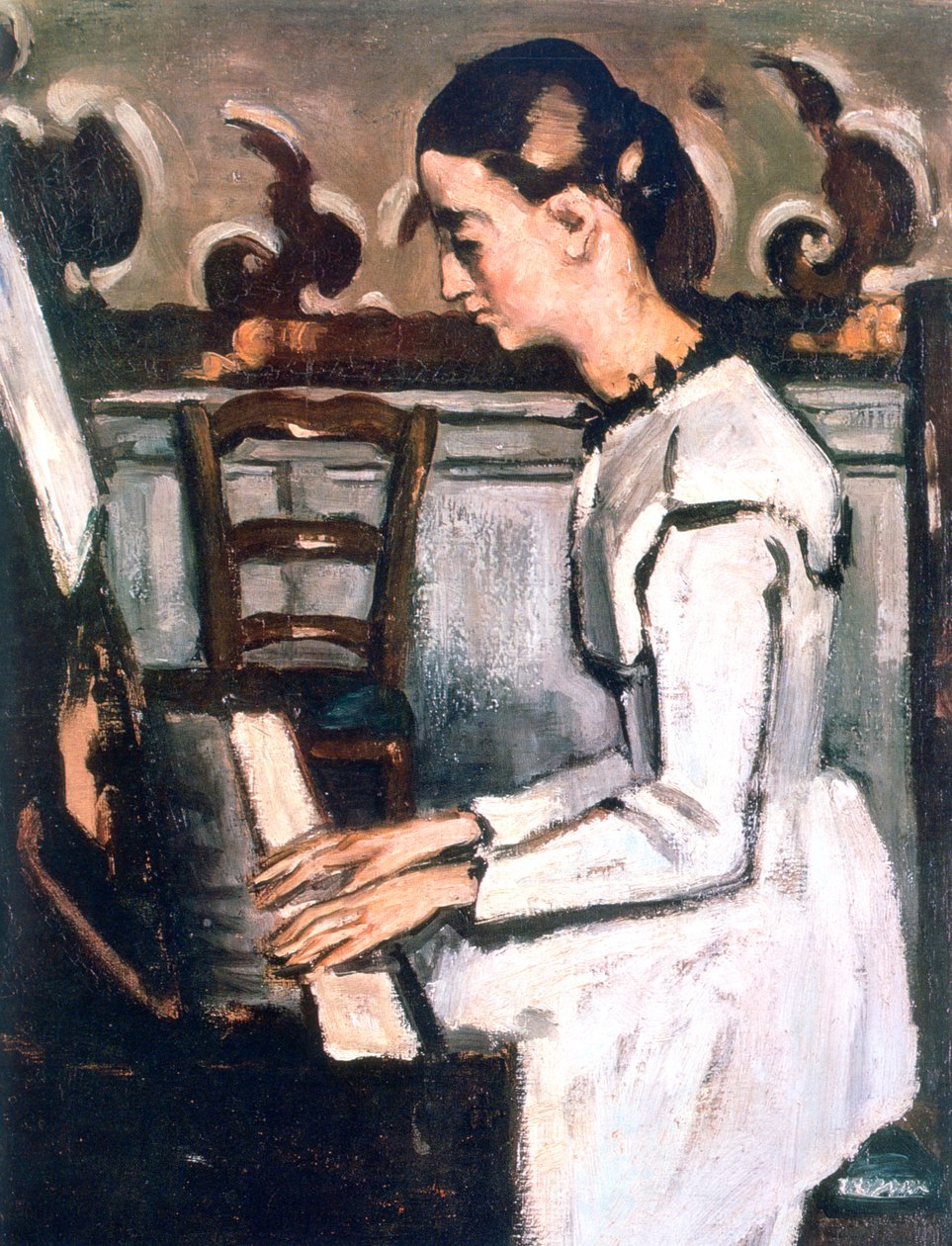 Girl at the Piano, Ouverture til Tannhauser, detalj, 1868 av Paul Cézanne