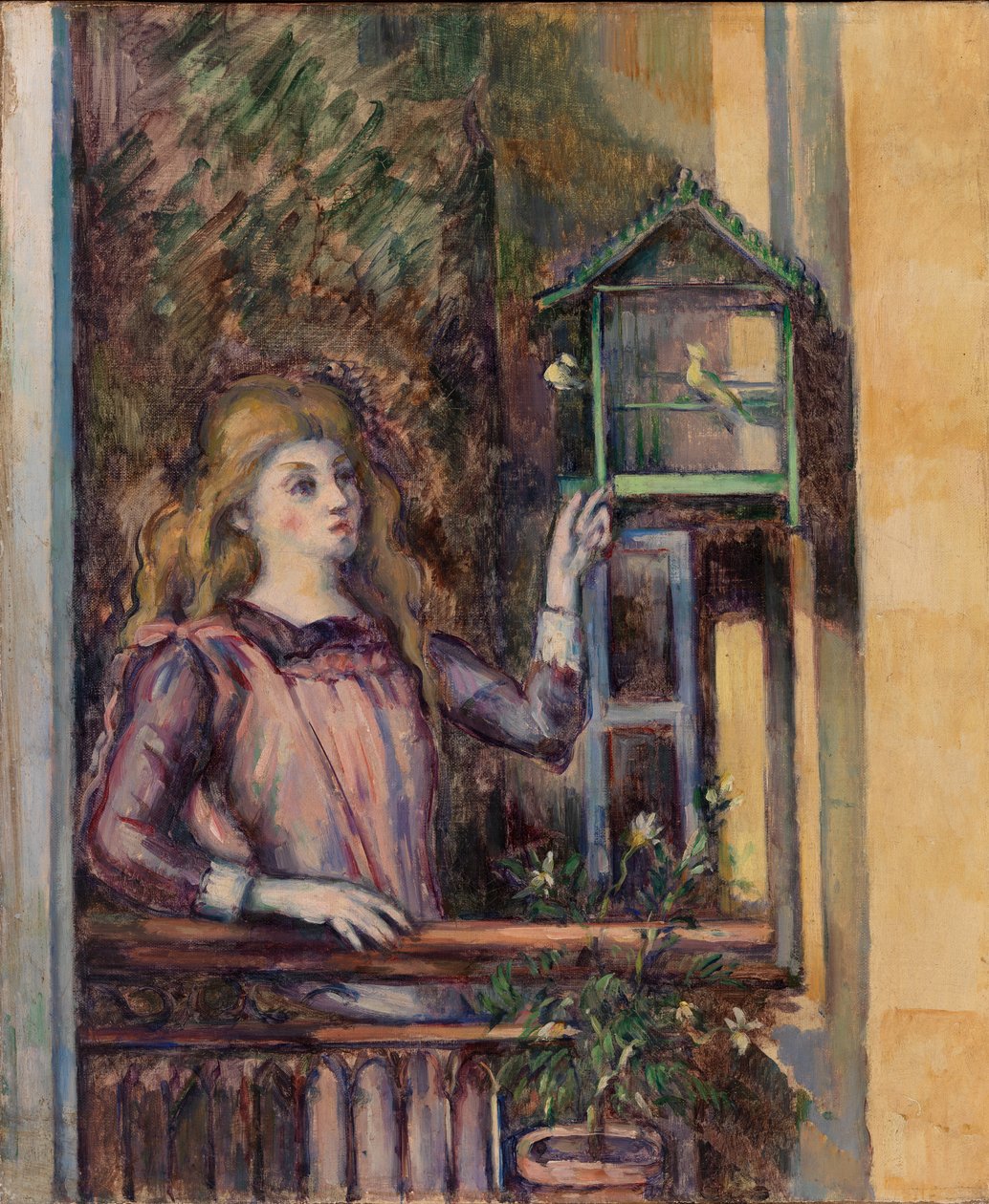 Jente med fuglebur av Paul Cézanne