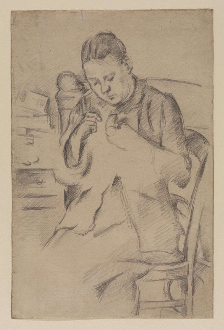 Hortense Fiquet, Madame Cezanne, sying, ca. 1880 (blyant på papir) av Paul Cézanne