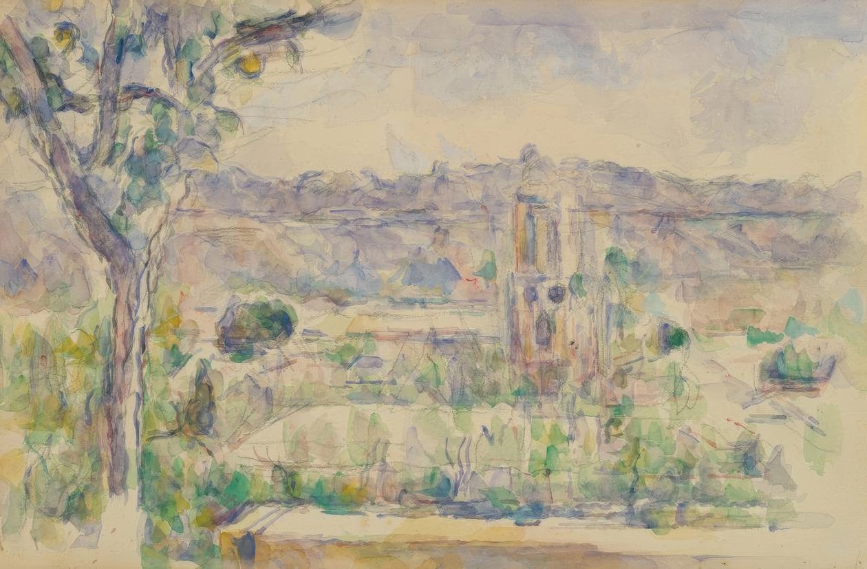 Aix-katedralen sett fra verkstedet i Lauves av Paul Cézanne