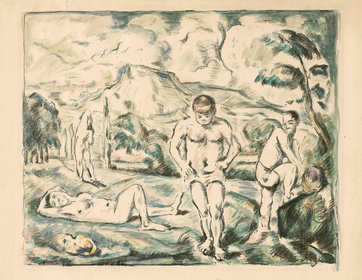 Store badegjester av Paul Cézanne