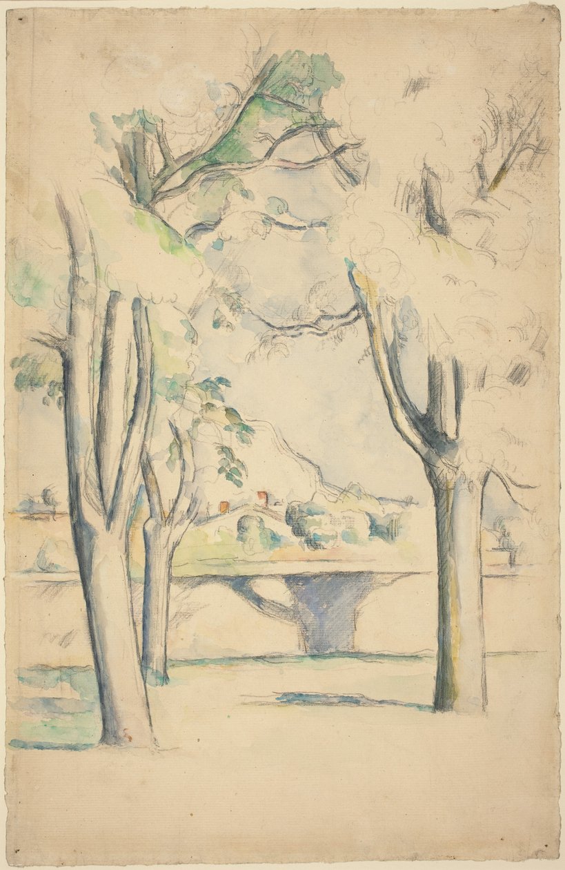 Mont Sainte-Victoire sett bortenfor muren til Jas de Bouffan av Paul Cézanne