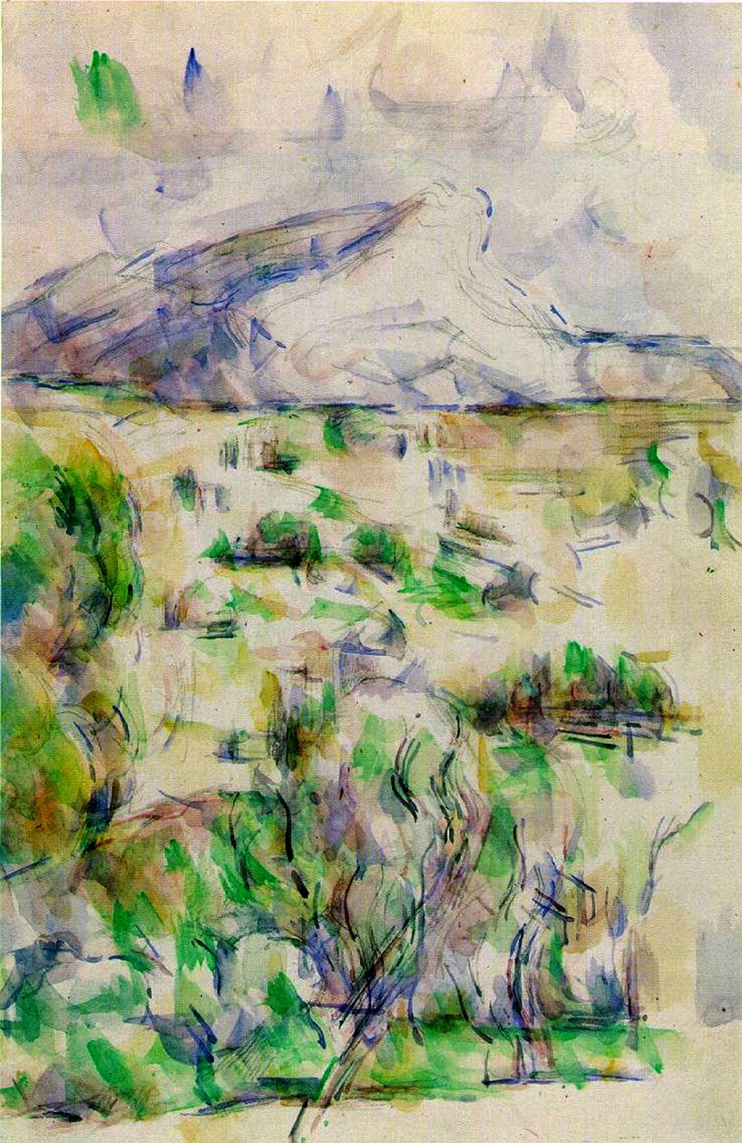 Mont Sainte Victoire fra les Lauves, 1902-06 (wc og blyant på papir) av Paul Cézanne