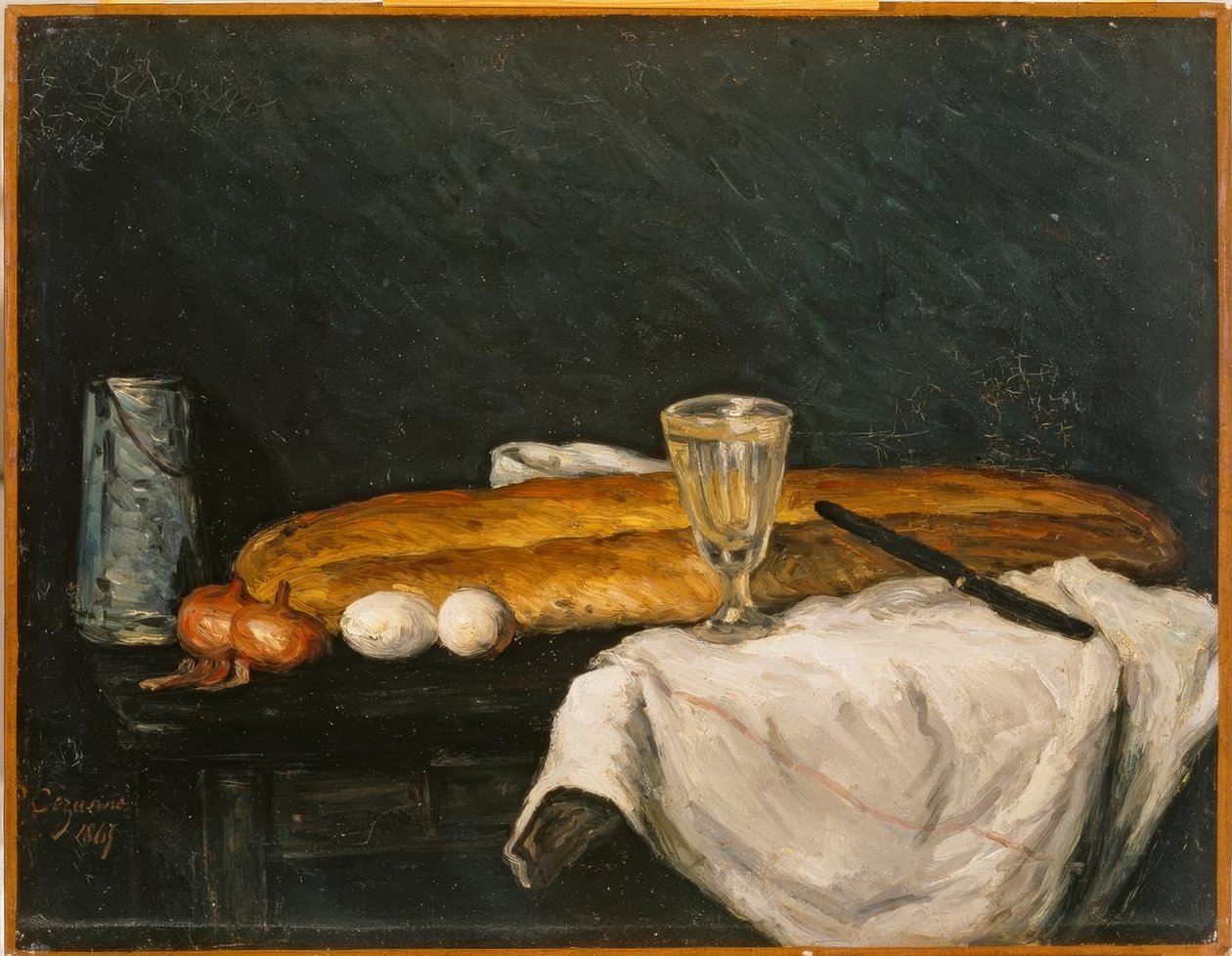 Stilleben: Brød og egg av Paul Cézanne