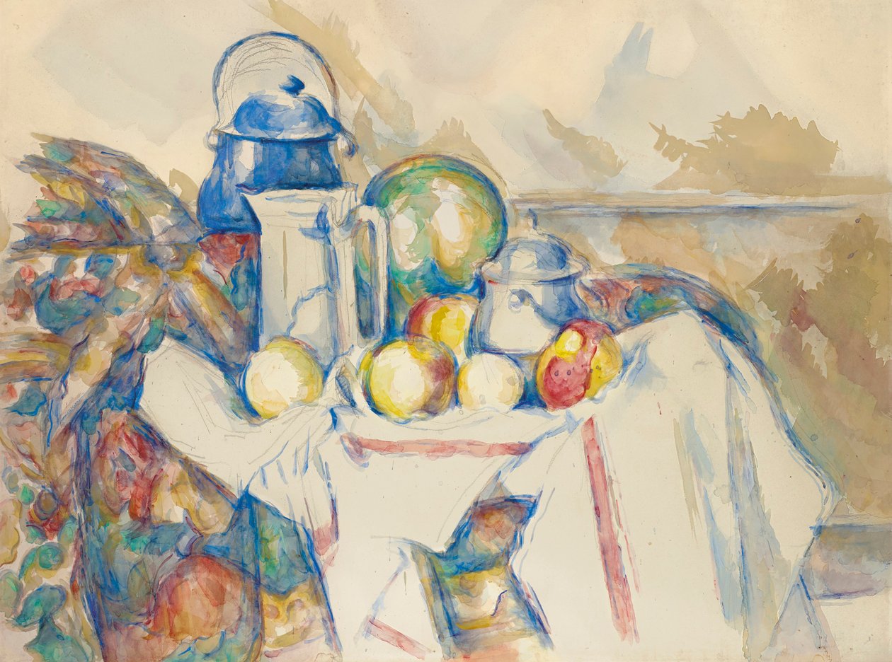 Stilleben med melkekanne, melon og sukkerskål, 1900-1906. av Paul Cézanne