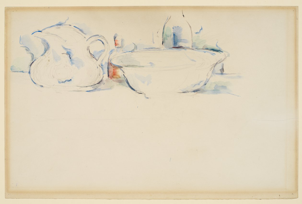 Stilleben, toalettsaker, ca. 1885-90 (grafitt og akvarell på papir) av Paul Cézanne
