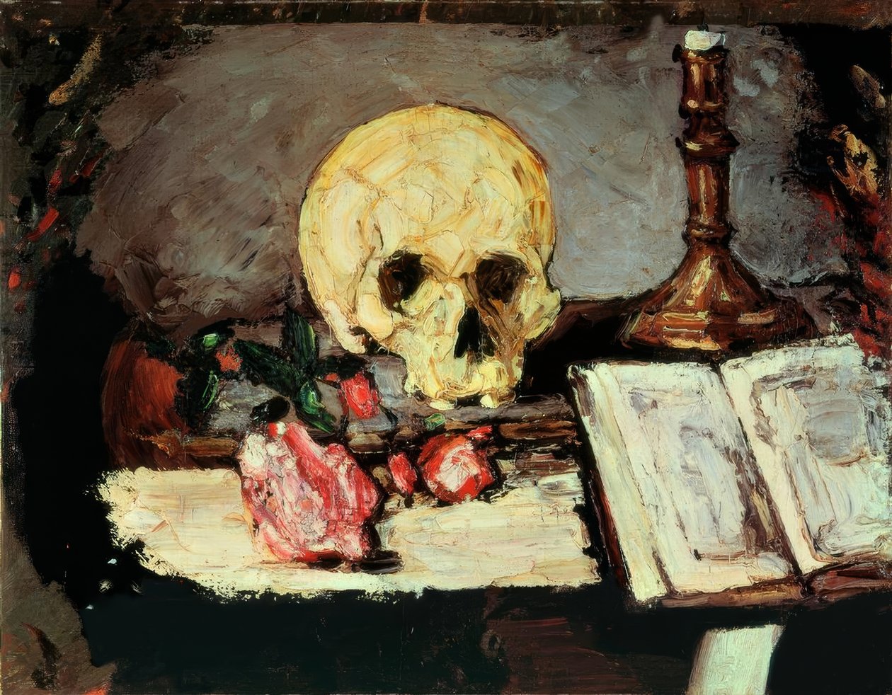 Paul Cézanne, hodeskalle og. Stearinlys. av Paul Cézanne