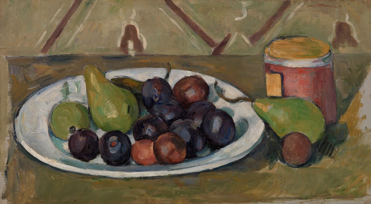 Tallerken med frukt og syltetøy av Paul Cézanne