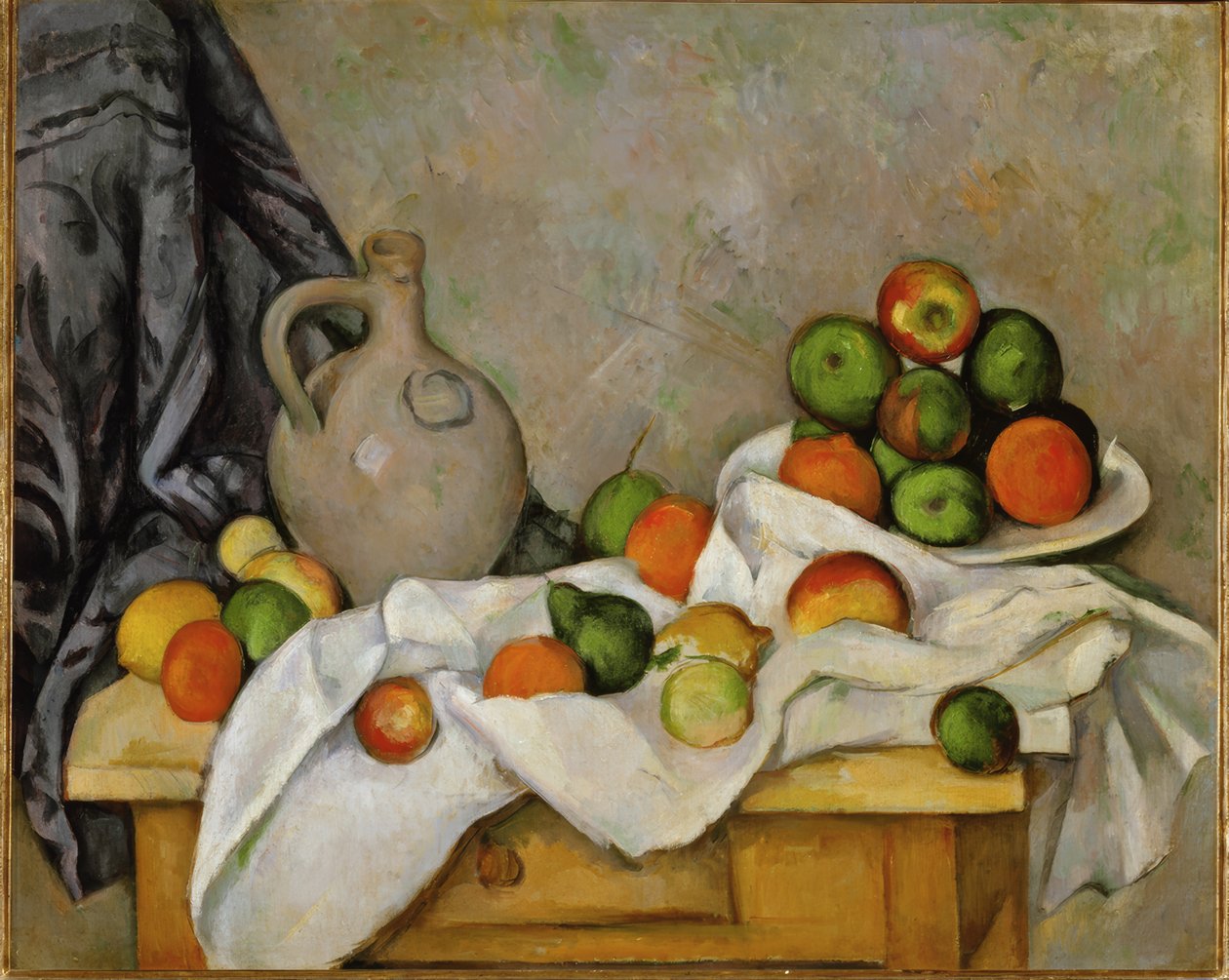 Gardin, kanne og fruktskål av Paul Cézanne