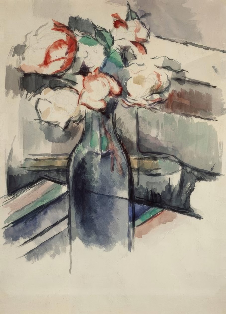 Roser på flaske av Paul Cézanne