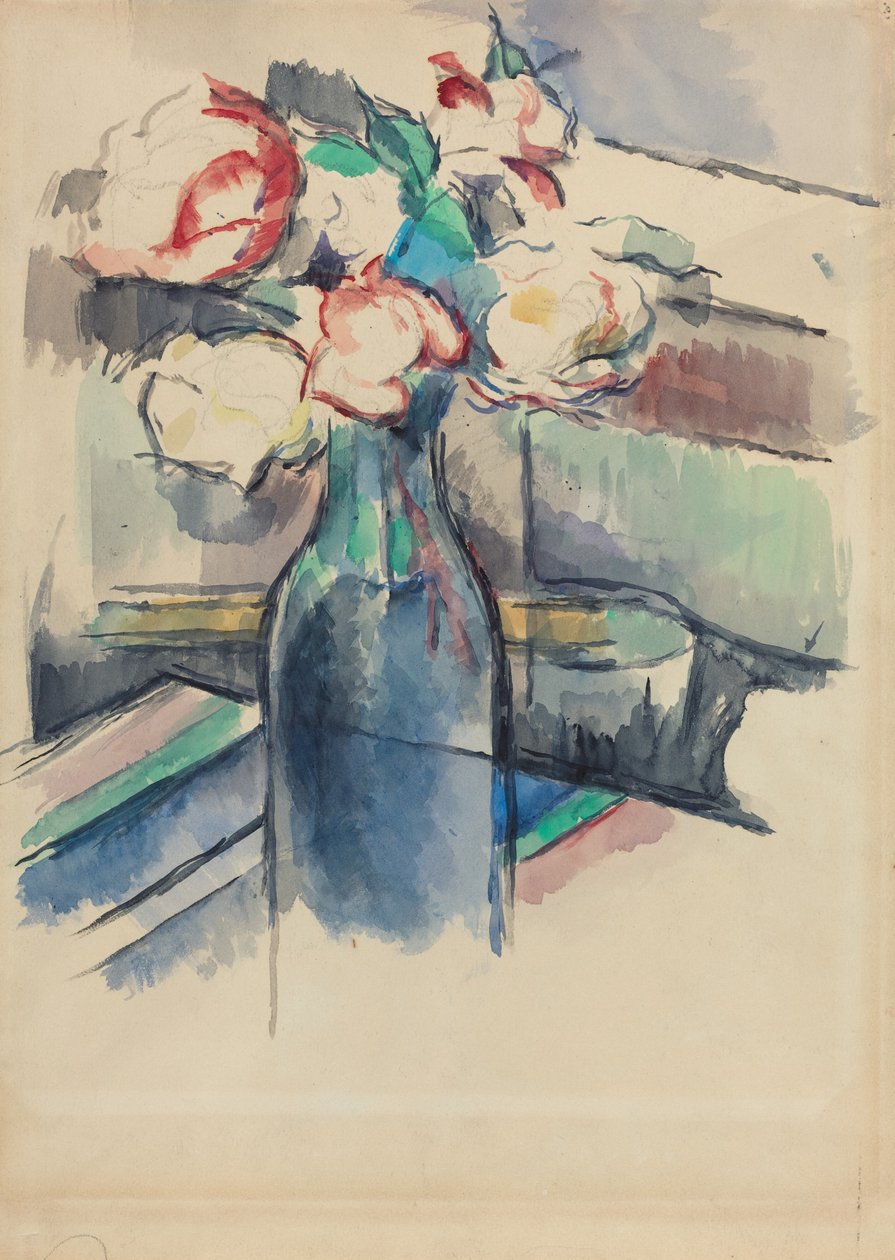 Roses in a Bottle [recto], 19001904. av Paul Cézanne