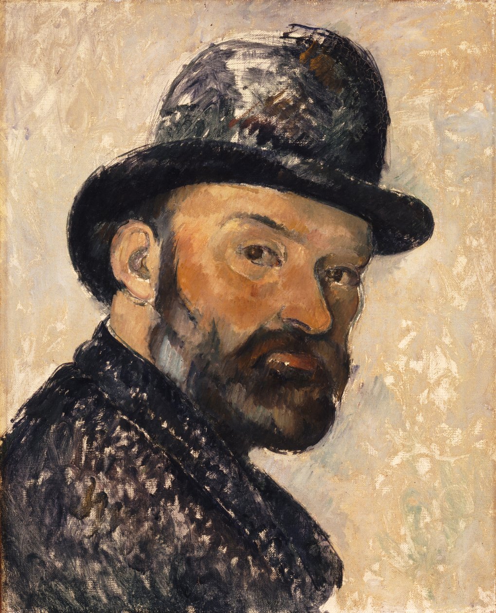 Selvportrett med bowlerhatt, 1885-1886. av Paul Cézanne
