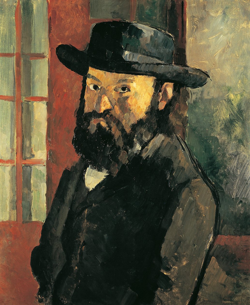 Selvportrett med hatt av Paul Cézanne