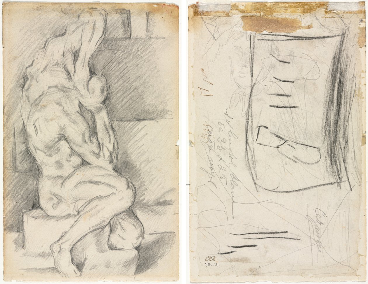 Skisse av anatomisk skulptur (recto) Skisse av Madame Cézanne (verso) av Paul Cézanne
