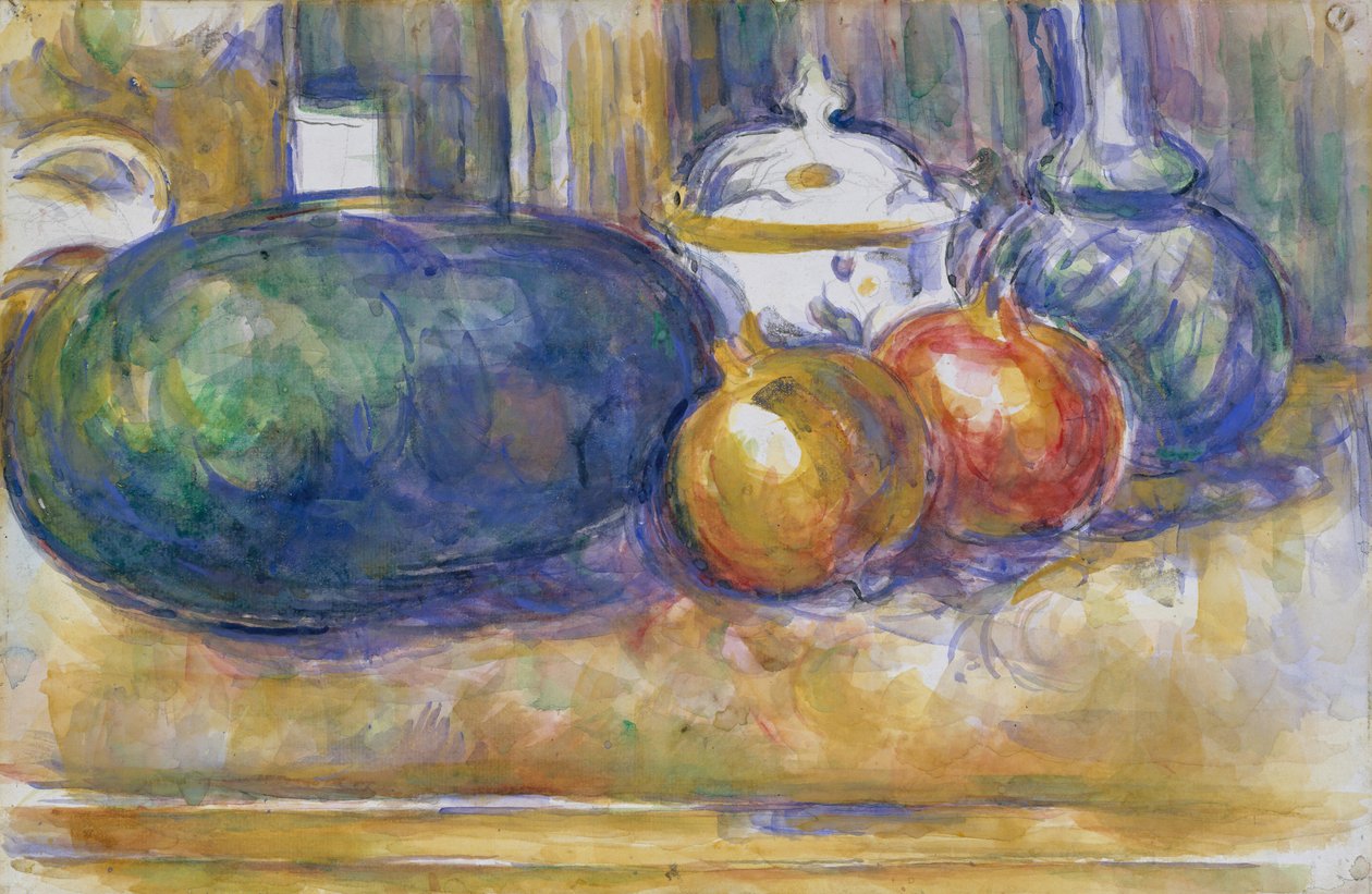 Stilleben med vannmelon og granatepler, 1900-1906. av Paul Cézanne