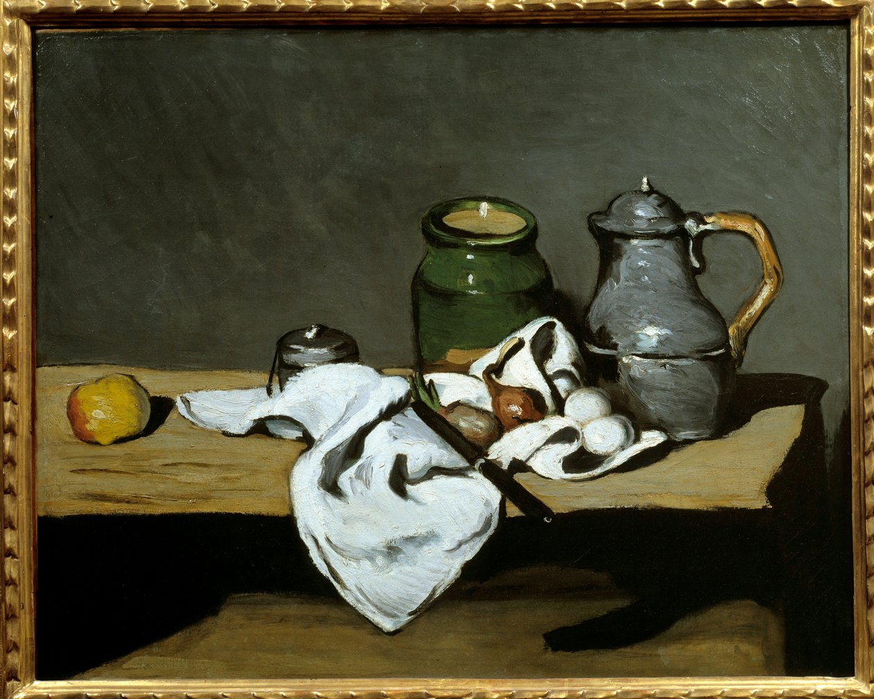 Stilleben ved vannkokeren Maleri av Paul Cezanne (1839-1906) 1869 Søn. 0,64x0,81 m Paris, musee d