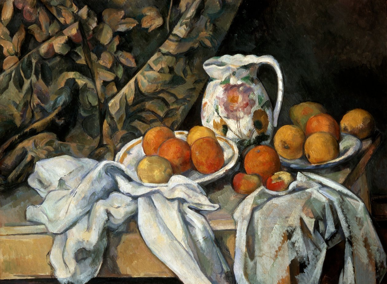 Stilleben med draperi, c1895 av Paul Cézanne