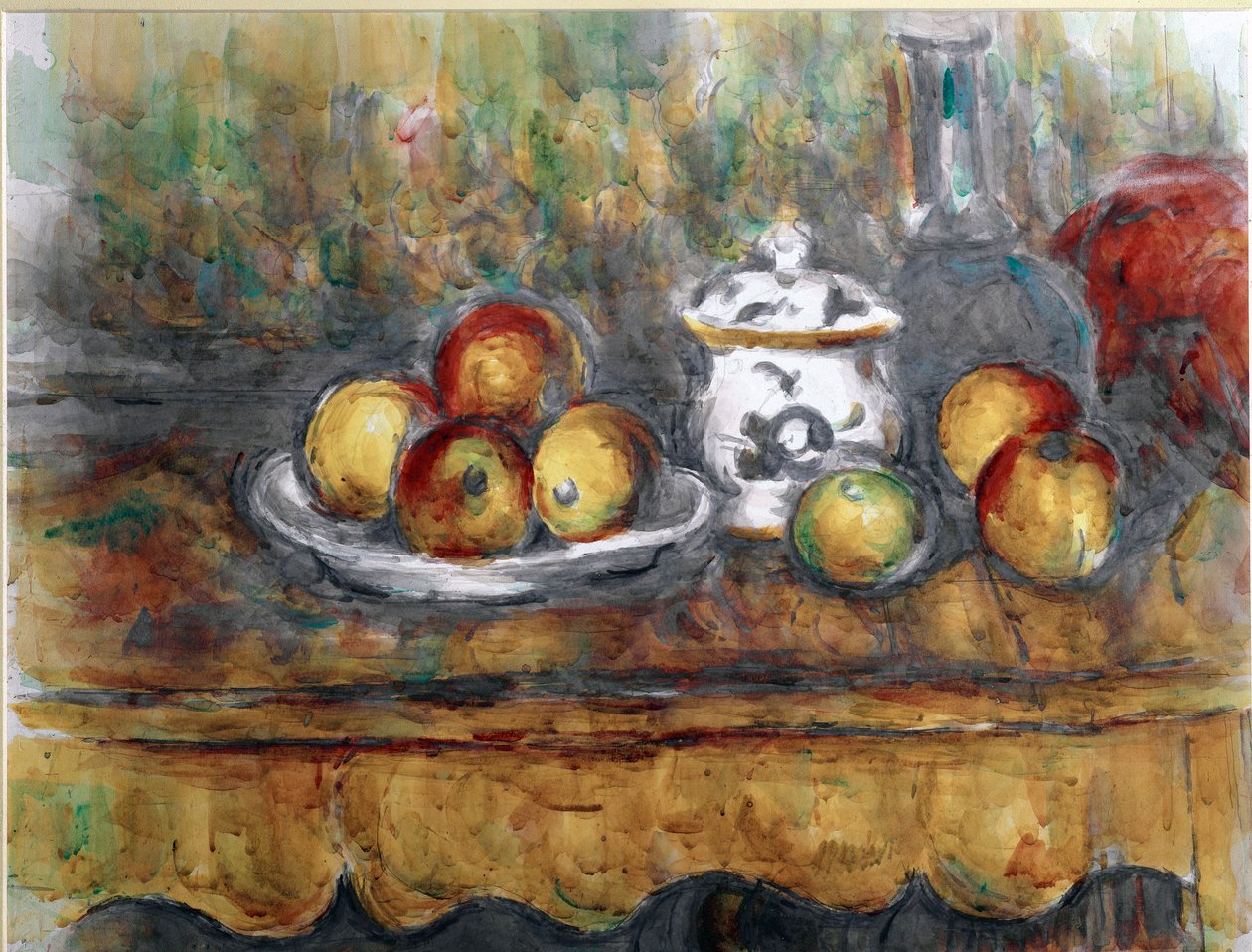 Stilleben en blå flaske Akvarell av Paul Cezanne (1839-1906) 1900 ca. Sol. 48x63 cm Wien, Kunsthistorisches Museum, Nude Gallery in der Stallburg av Paul Cézanne