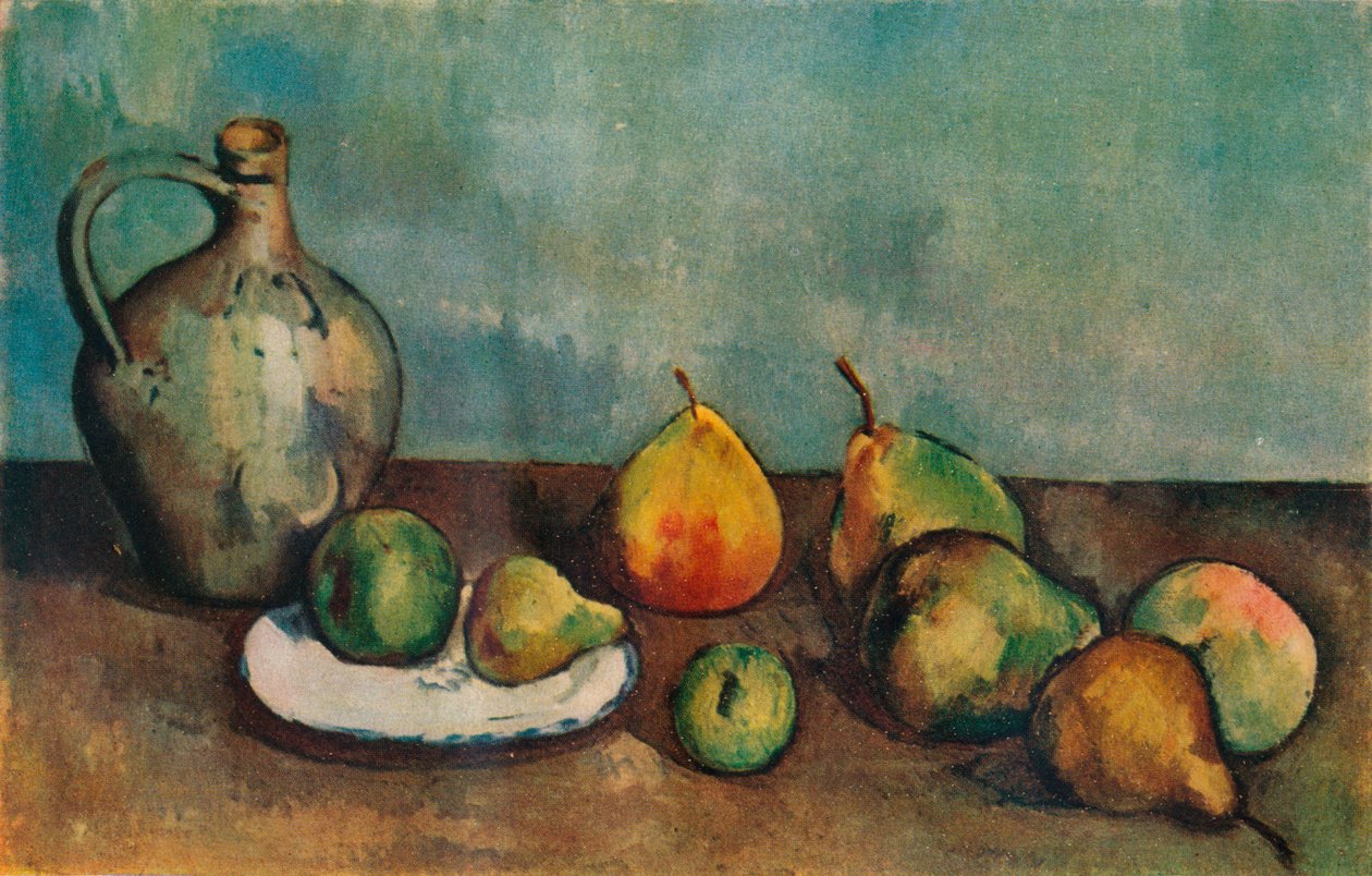 Stilleben, mugge og frukt, 1894 av Paul Cézanne