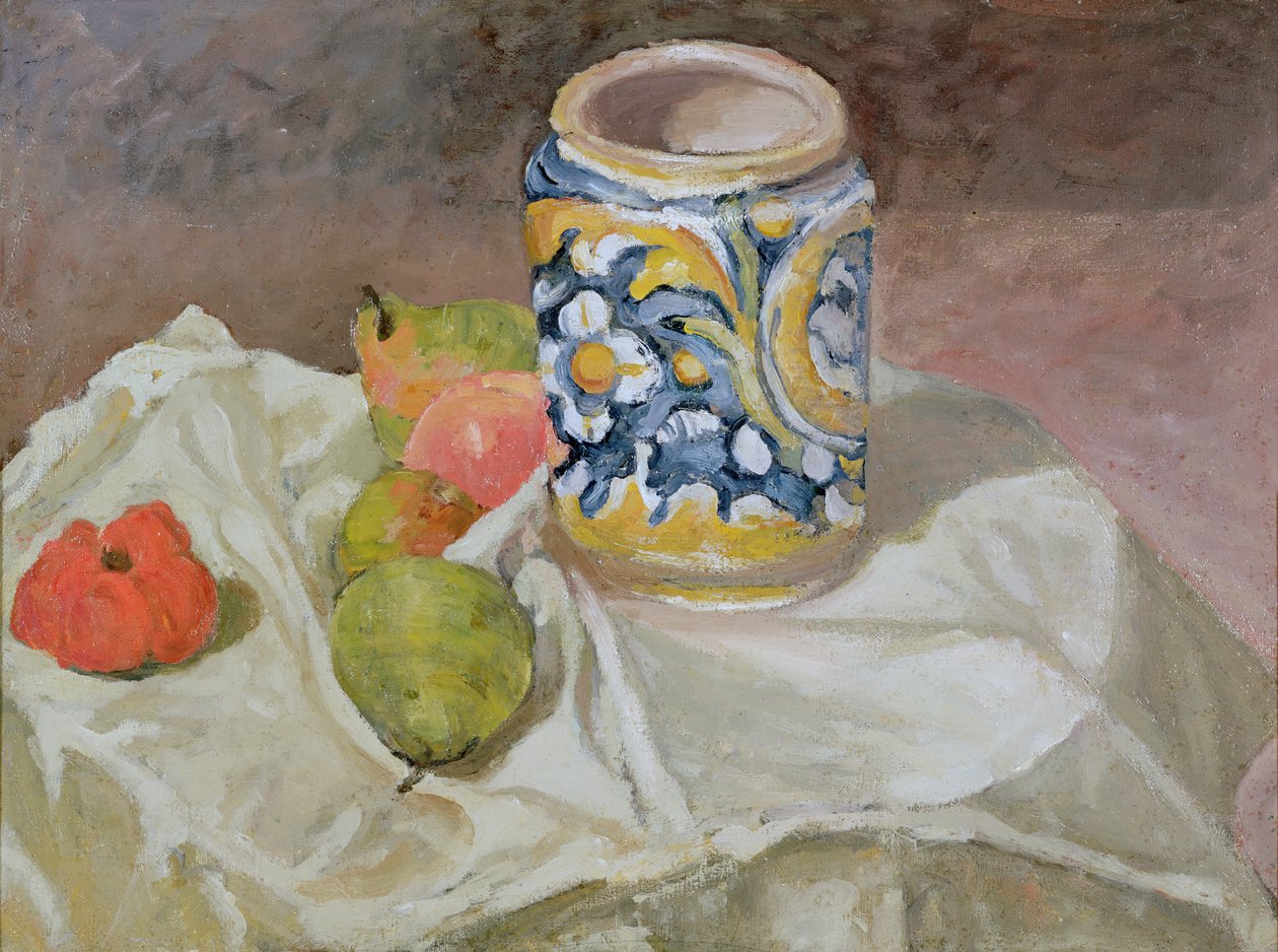 Stilleben med italiensk keramikkkrukke av Paul Cézanne