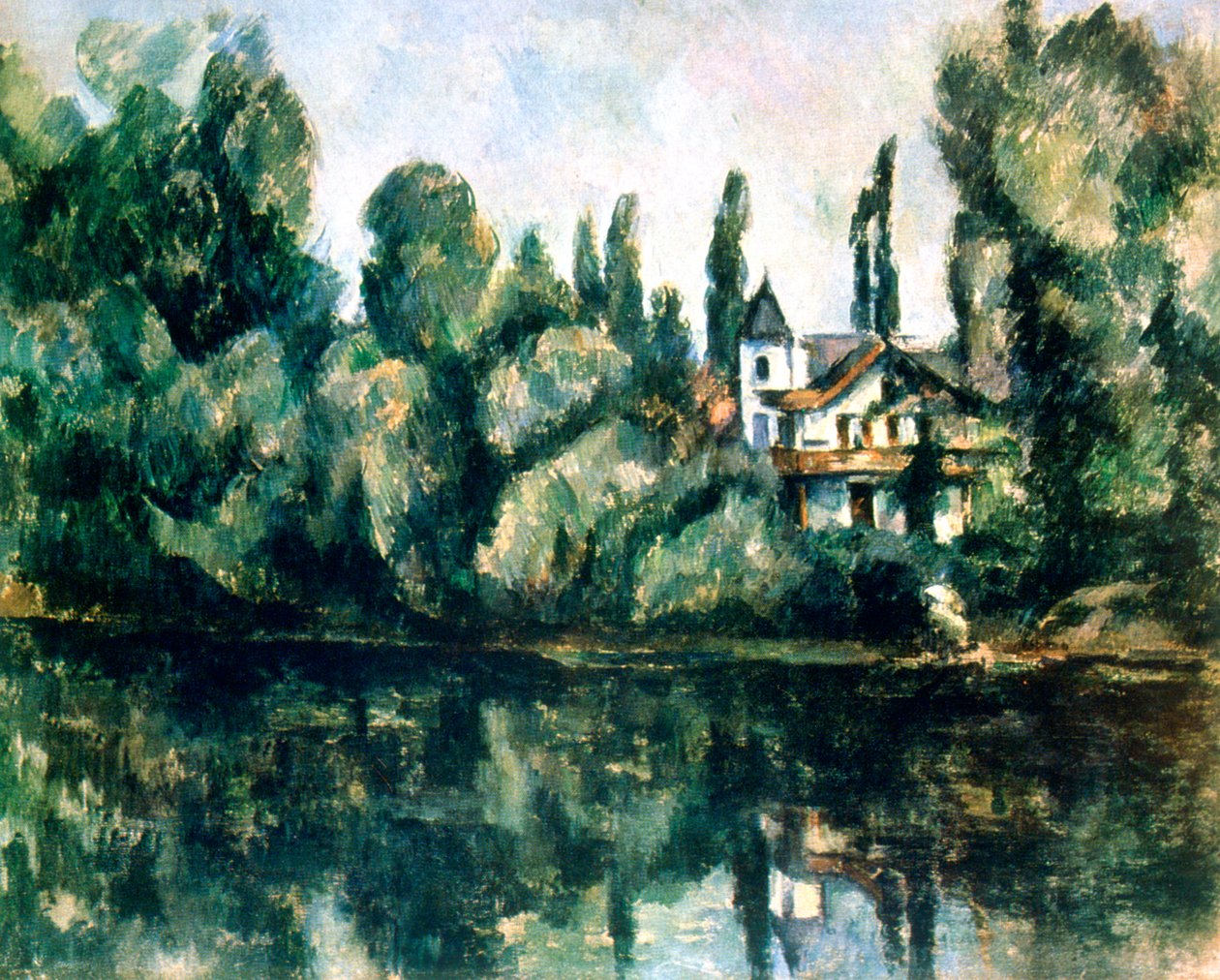 The Banks of the Marne, Villa on the Bank of a River, c1888. av Paul Cézanne