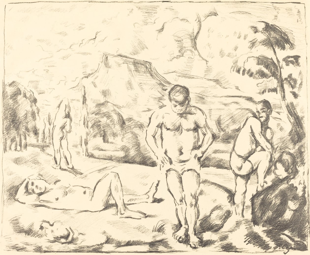 The Bathers (stor tallerken) av Paul Cézanne