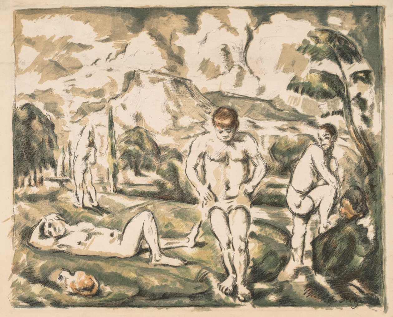 The Bathers (stor tallerken) av Paul Cézanne