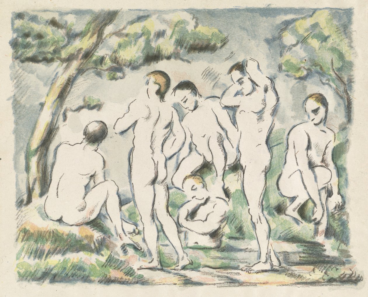 The Bathers (liten tallerken) av Paul Cézanne