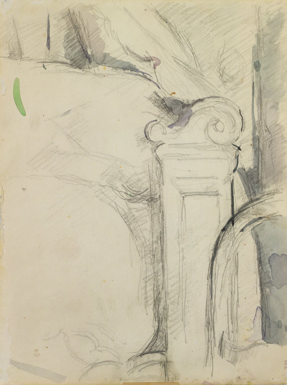 The Bedstead (blyant og wc på papir) av Paul Cézanne