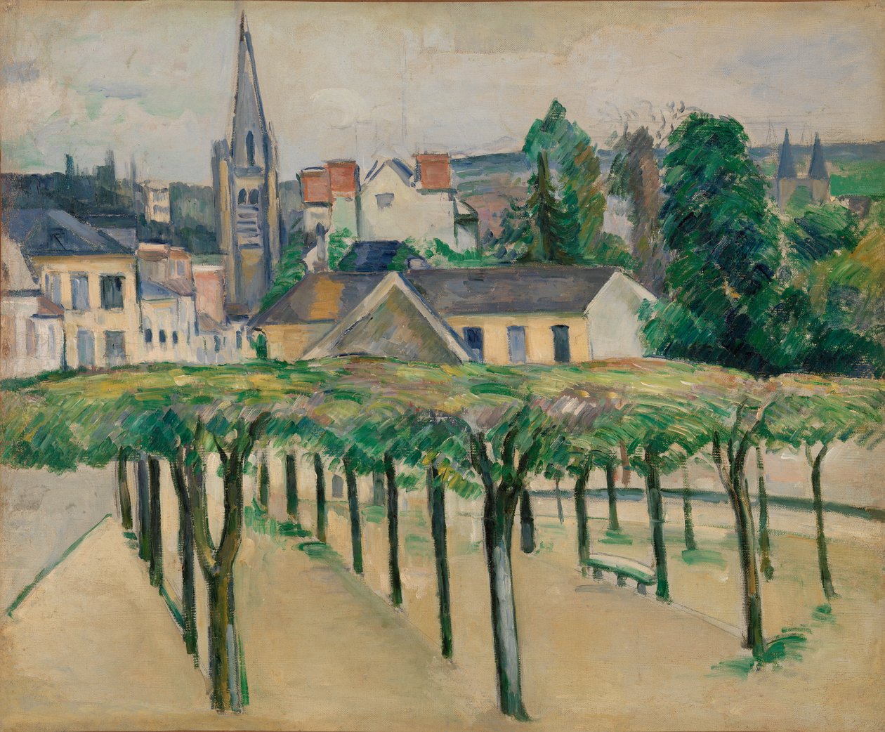 Kirken Saint-Aspais sett fra Place de la Préfecture på Melun av Paul Cézanne