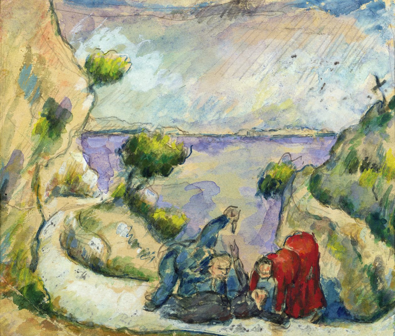 The Murder, ca. 1867-70 (akvarell og gouache på papir) av Paul Cézanne