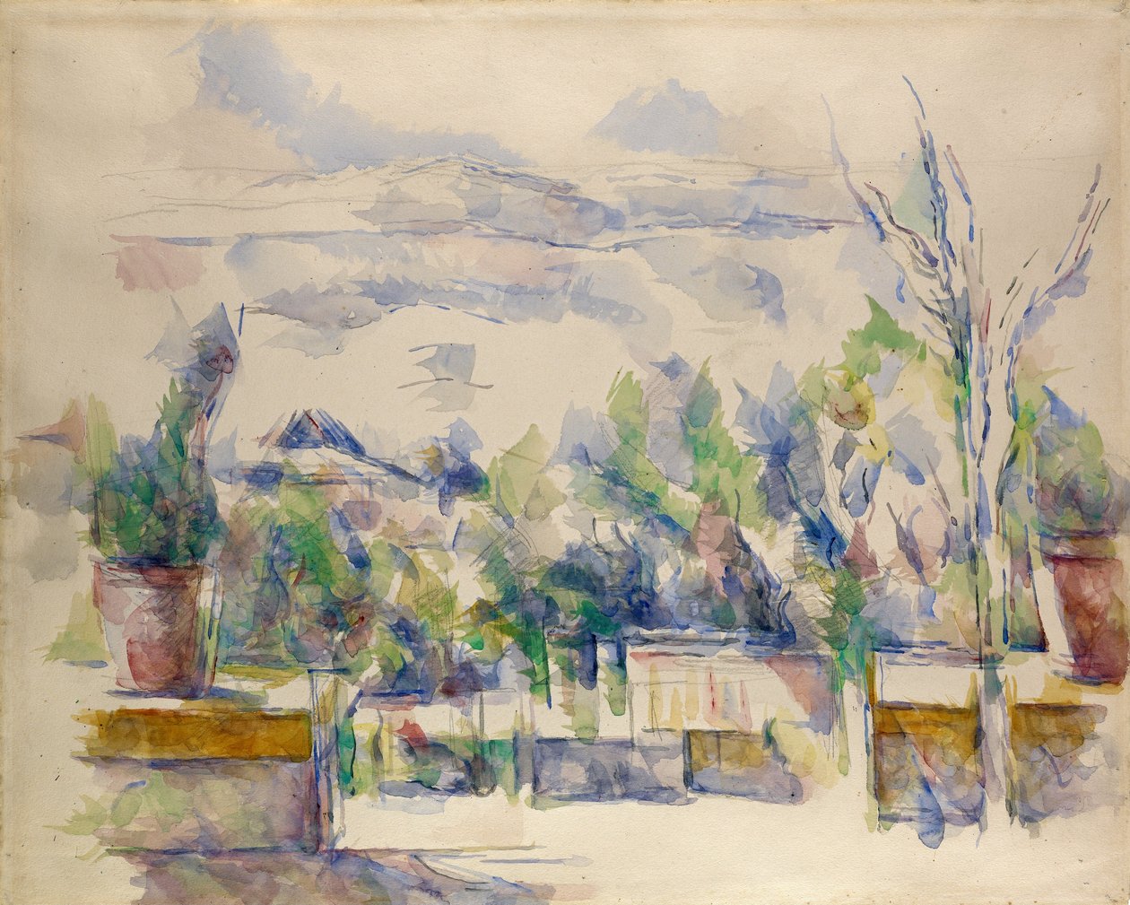 Terrassen i hagen på Les Lauves av Paul Cézanne