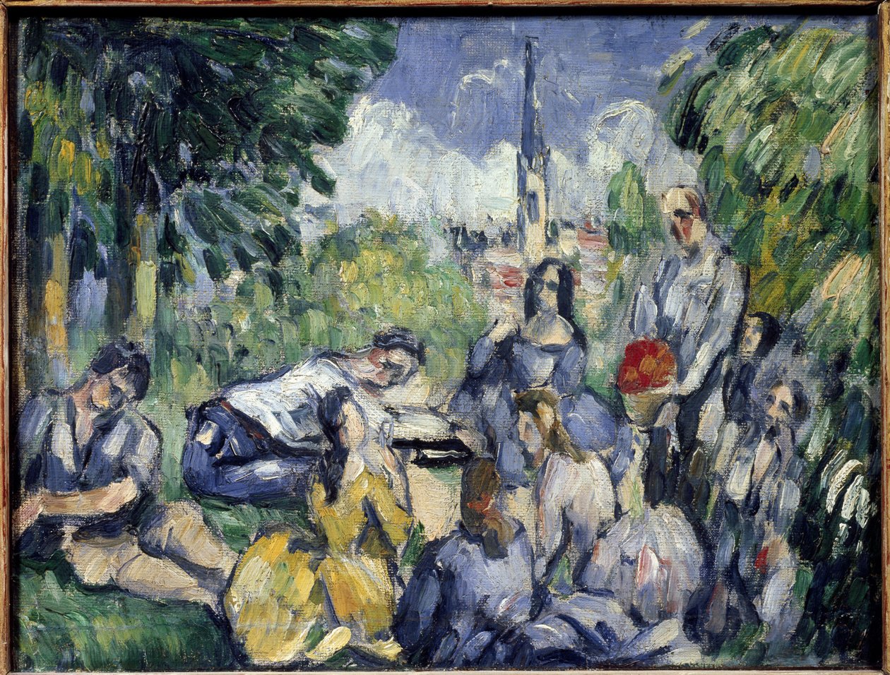 Frokosten på gresset - Olje på lerret av Paul Cézanne
