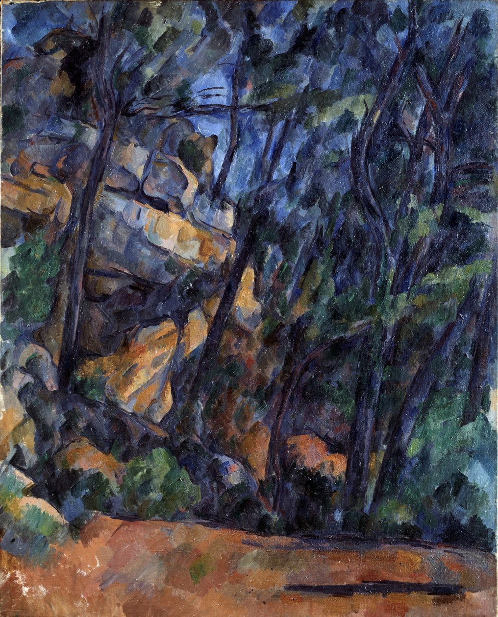 Trær og steiner i parken til Château Noir, ca 1904. av Paul Cézanne