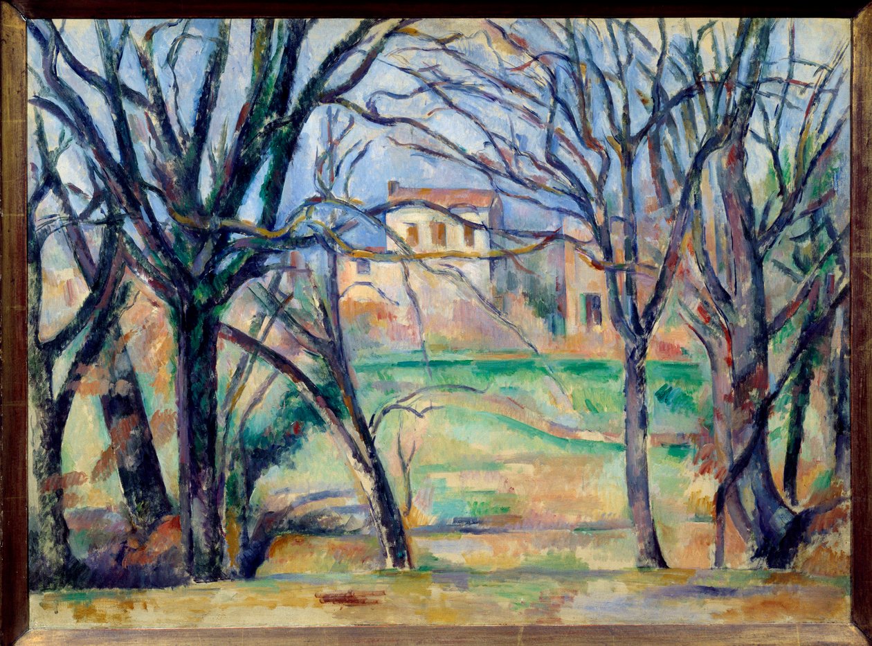 Trær og hus Maleri av Paul Cezanne (1839-1906) 1800-tallet Søn. 0,54x0,73 m Paris, Musee de l