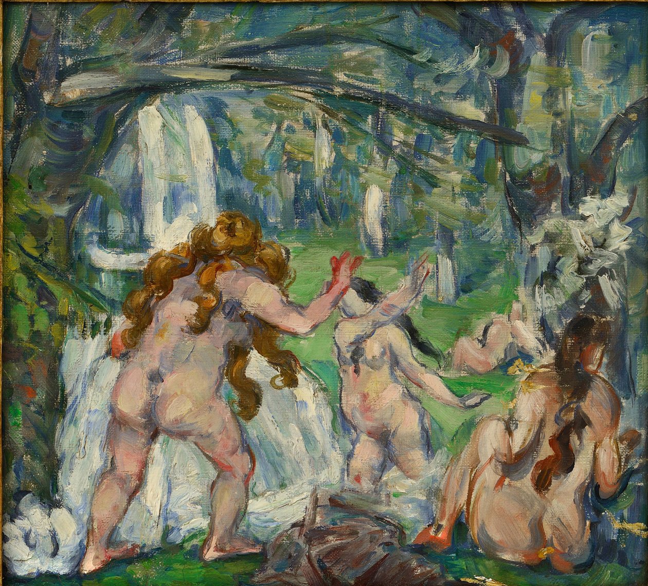 ""Tre badere"" Maleri av Paul Cezanne (1839-1906) 1875 Olje på lerret - størrelse 30,5x33cm Privat samling av Paul Cézanne
