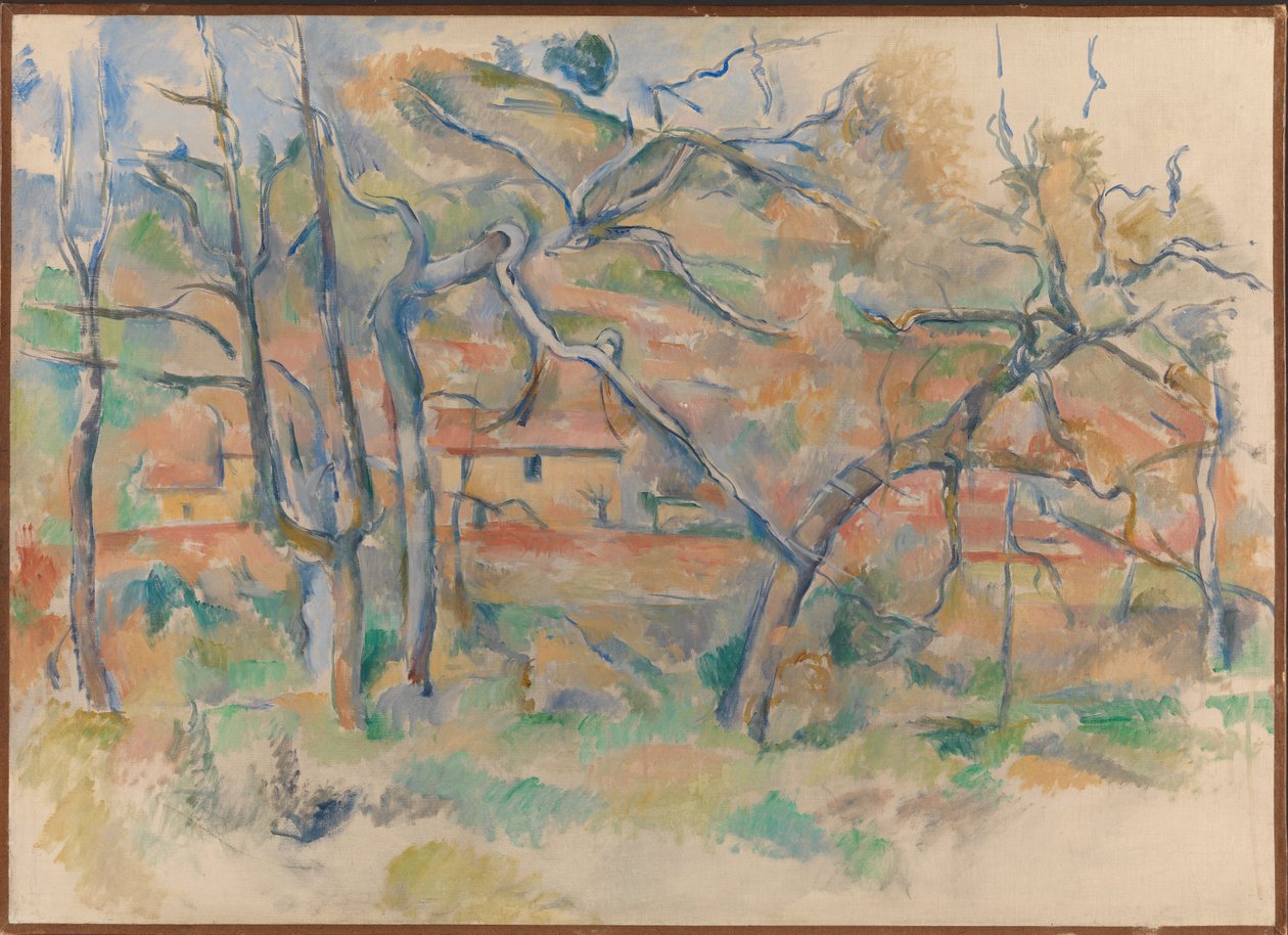 Trær og hus, Provence av Paul Cézanne