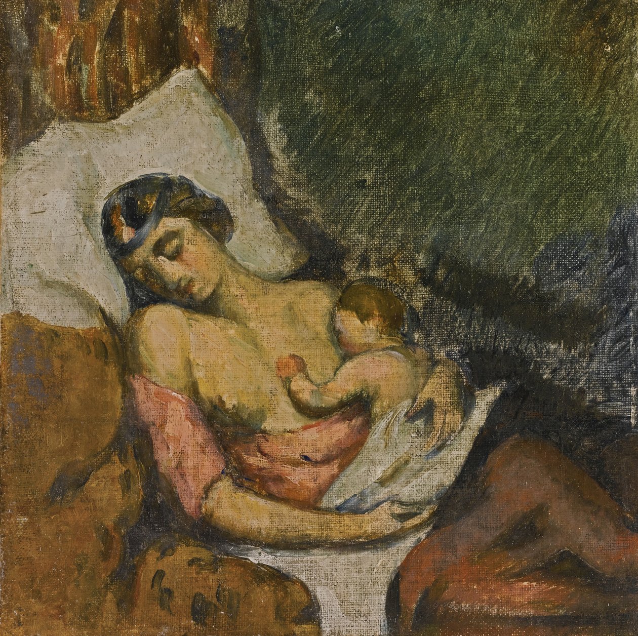 Kvinne som ammer barnet sitt, ca 1872 av Paul Cézanne