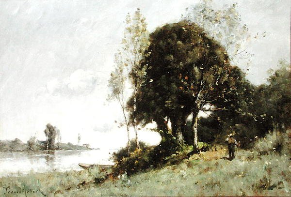 Isle on the Loire (olje på lerret) av Paul Desire Trouillebert