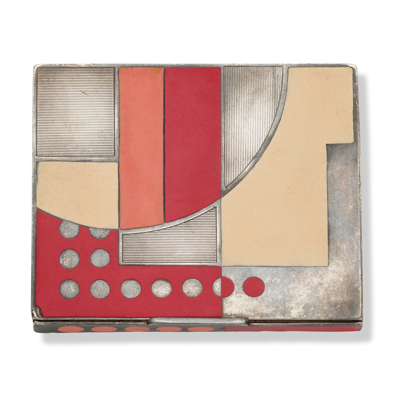 Art deco sigarettetui, ca. 1930 (sølv, sølvforgylt metall og lakk) av Paul Emile Brandt