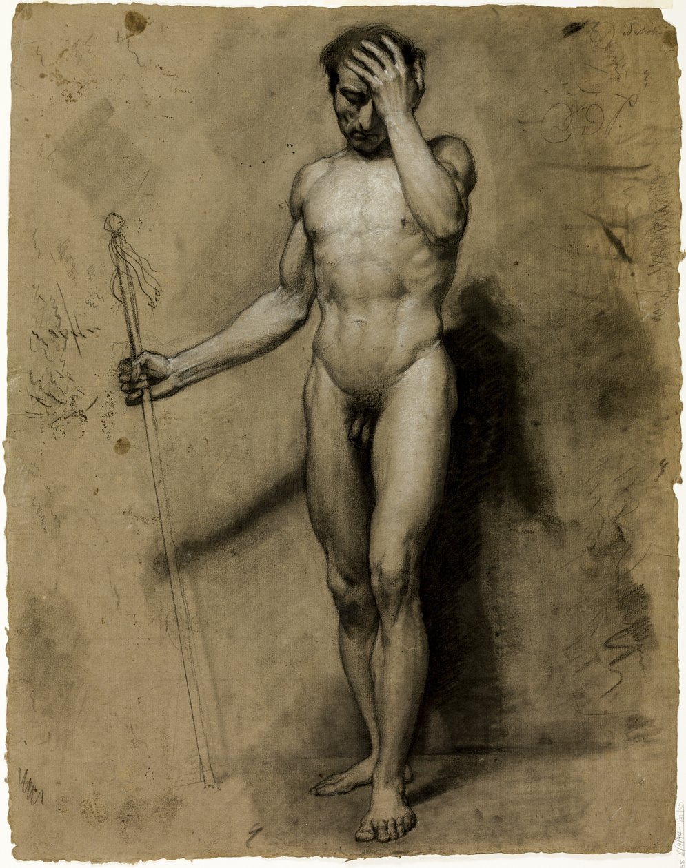 Stående mann naken (recto); Klassisk hode (verso) av Paul Emile Detouche