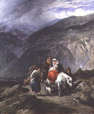 Sigøynerfamilie på en fjellsti av Paul Falconer (attr. to) Poole