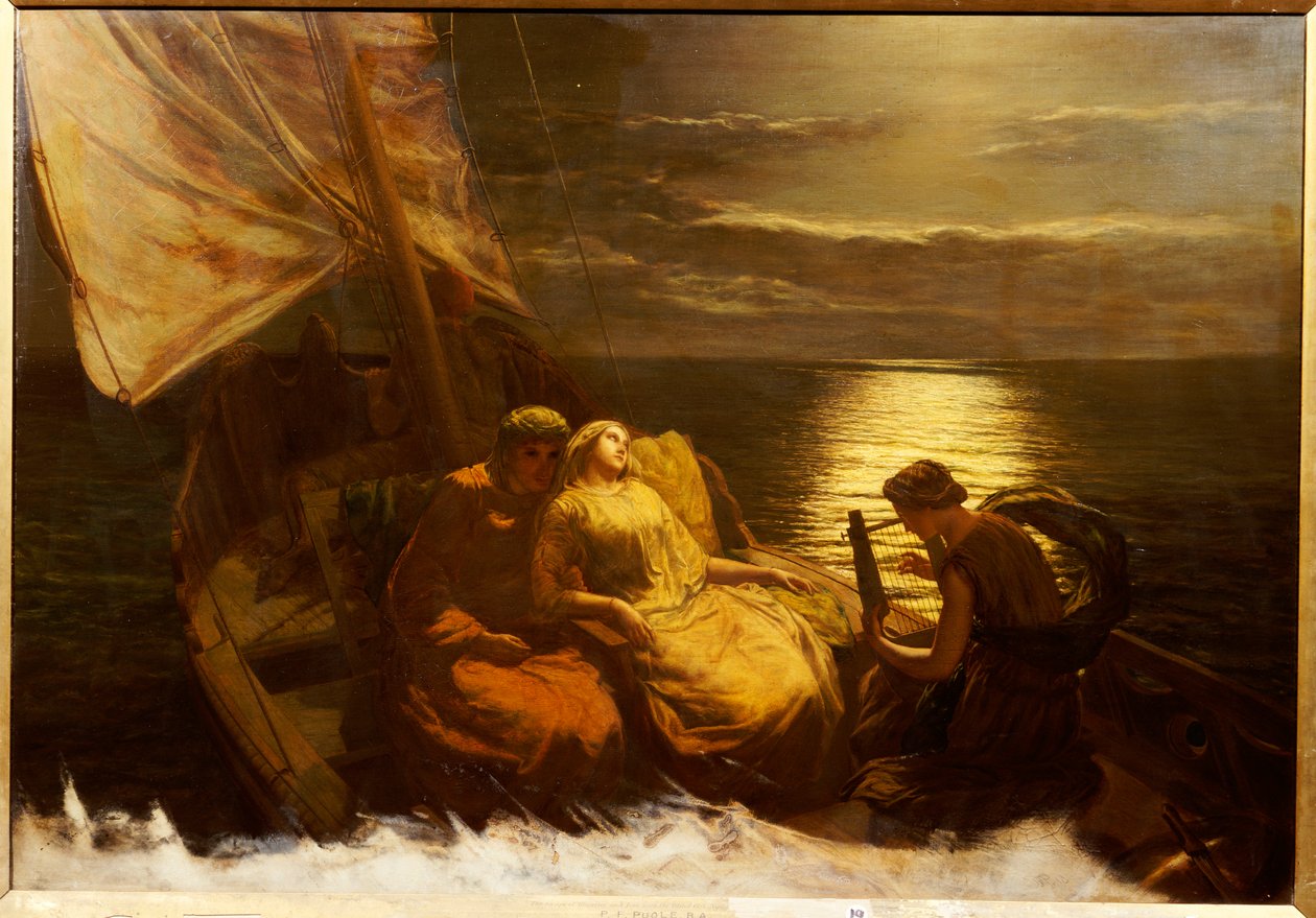The Escape of Glaucus and Ione, med den blinde jenta Nydia, fra Pompeii, 1860 av Paul Falconer Poole
