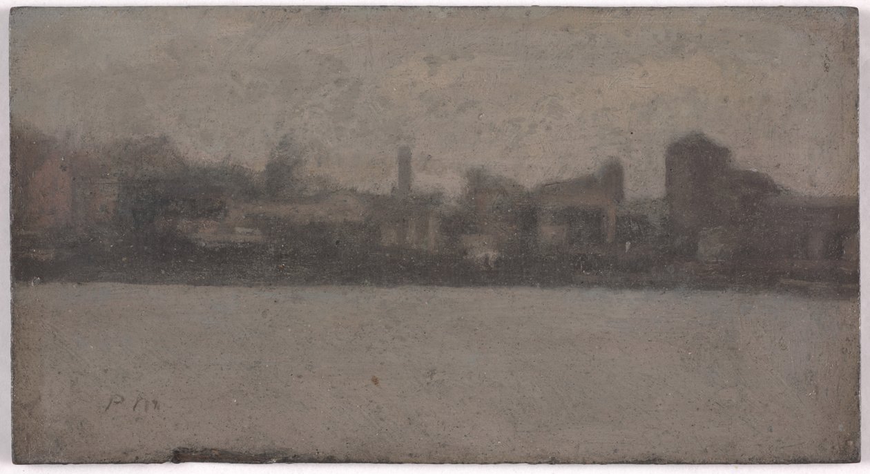 Themsen ved Battersea (olje på akademibrett) av Paul Fordyce Maitland